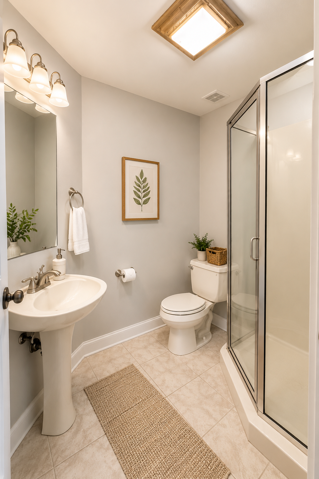 Updated bathroom with glass shower